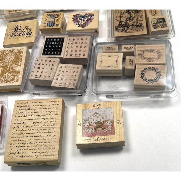 Lot 71 STAMPIN' UP Stamp Affair Rubber Stampede Inkadinkado WOOD STAMPS New/Used - Picture 7 of 9